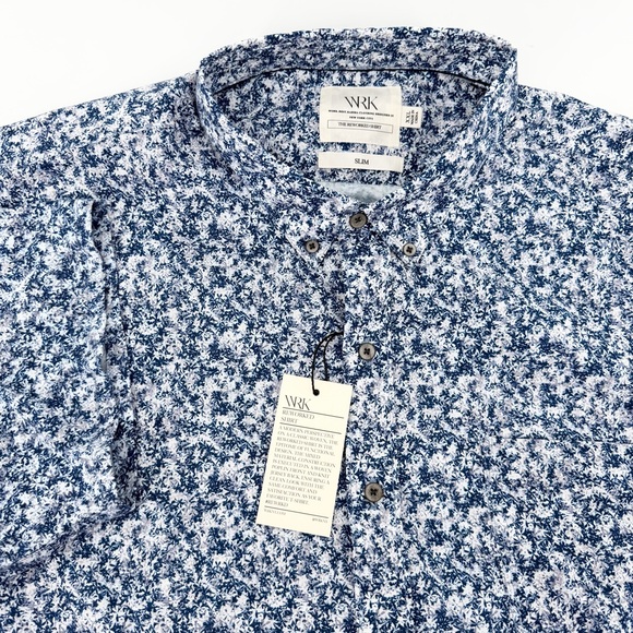 WRK Other - NEW WRK Reworked Shirt Men's XXL Slim Fit Short Sleeve Blue Floral Button Down